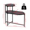 Round Coffee Table With Storage Tray 2 Tier Oval End Tables Wooden Small Side Table For Living Room - Black - Image 3