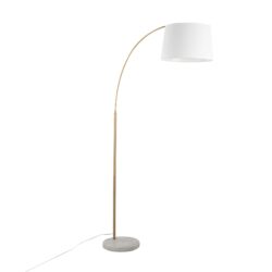 March - Contemporary Floor Lamp - Antique Brass / White