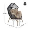 Cori - Outdoor Patio Egg Chair, With Cushion - Black / Khaki - Image 3