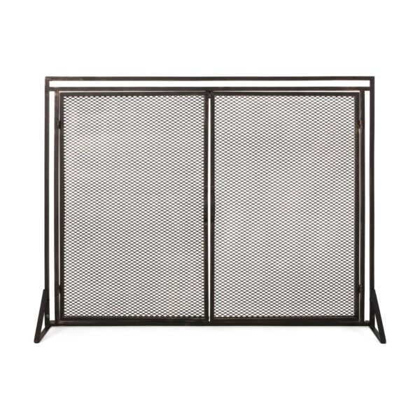 Samantha - Iron Fireplace Screen Fine Mesh 2 Door Design - Black / Gold