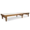 Outdoor Chaise Lounge With Acacia Wood Frame - White / Teak - Image 5