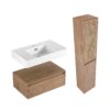 Contemporary Wall Mounted Bathroom Vanity With Resin Sink And 2 Side Cabinet - Imitative Oak - Image 12