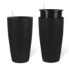 Faux Rattan Tall Planters Set With Water Level Monitor And Auto Watering, Polypropylene - Black / Gray - Image 10