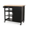 Contemporary Kitchen Cart With Wheels - Black - Image 5