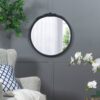 Round Hand Carved Rose Antique Mirror Frame, Wall Mirror For Live Space, Bathroom, Entryway Wall Decor - Black - Image 7