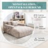 Chenille Interior Lazy Sofa Chaise Longue Armchair With Pillows And Armrests - Khaki - Image 7
