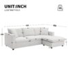 Modern Sectional Sofa With Throw Pillows, Cloud L Shaped Couch Set With Wide 4 Seat Comfy Couch Set With Movable Ottoman - White - Image 19