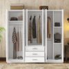 6 Doors Wardrobe Storage For Bedroom With Big Drawers - White - Image 15