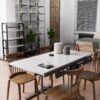 Solid Mahogany Wood Multifunction Convertible Dining Table, Free Switch Space Saving Table Shelf For Home And Studio - White - Image 12