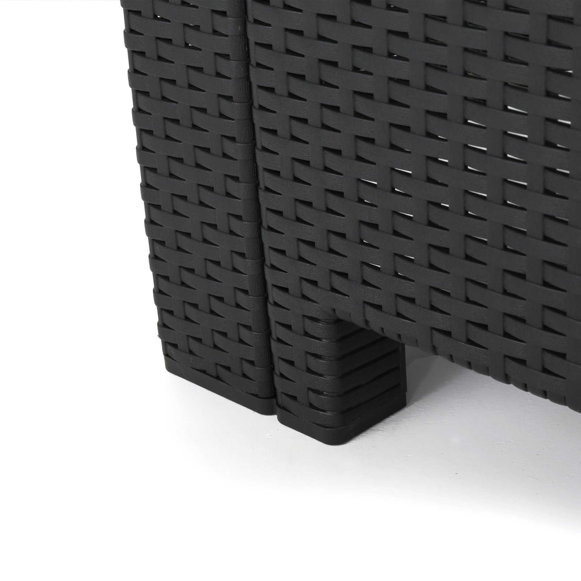 Outdoor Faux Wicker Rattan Style Chat Set With Water Resistant Cushions, 5 Pieces Set - Charcoal / Light Gray - Image 5