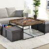 Vinny - Wood Grain 5 Piece Coffee Table Set With Raised Edges (Set of 5) - Weathered Oak - Image 6