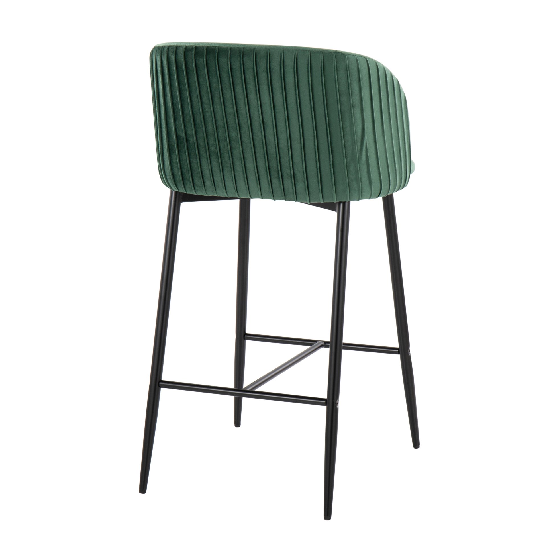 Fran - Pleated Contemporary Fixed Height Counter Stool (Set of 2) - Black / Green - Image 4