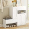 Elegant 2 In 1 Shoe Cabinets With Soft Cushion Versatile Shoe Rack Organizer With Adjustable Shelves For Hallway, Living Room - White - Image 2