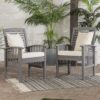 Modern 2 Piece Slat Back Patio Chairs With Cushions - Gray Wash - Image 6