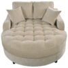 Modern Chaise Lounge Sofa Bed Upholstered Sofa Couch With Tufted Seat And Detachable Pillows For Living Room - Champagne - Image 11