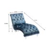 Velvet Chaise Lounge Chair With Pillow, Button Tufted Upholstered - Light Blue - Image 4