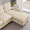 Modern Sectional Technical Leather L-Shaped Sofa Couch With Reversible Chaise Lounge - Beige - Image 5
