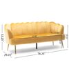Modern Glam 3 Seater Sofa With Velvet Upholstery - Honey - Image 3