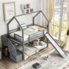 Twin Over Twin House Bunk Bed With Convertible Slide, Storage Staircase Can Be Placed Left Or Right - Gray - Image 2