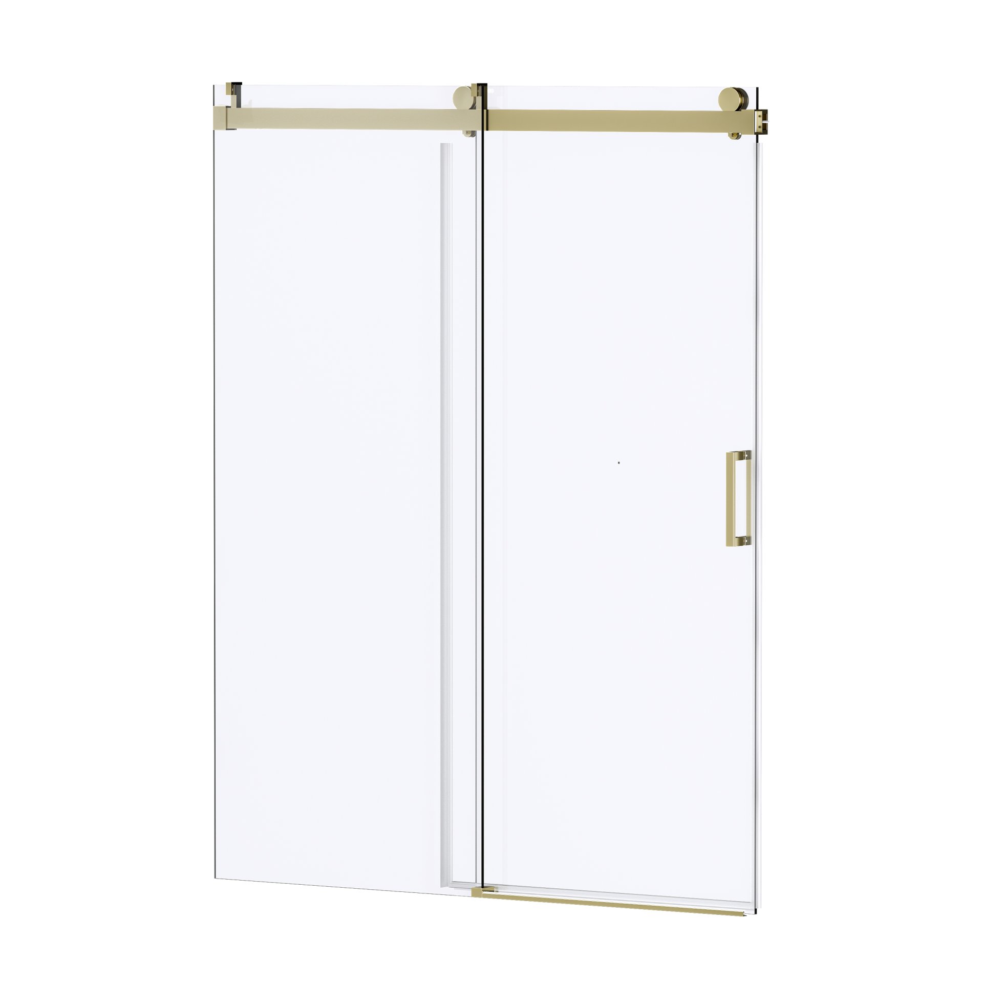 Frameless Soft Closing Single Sliding Shower Door, 1 / 4" (6Mm) Tempered Glass With Explosion Proof Coating Via Express Delivery - Gold - Image 10