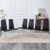 Modern Grid Armless High Backrest Dining Chair Set With Electroplated Metal Legs In Material 6 Piece - Black - Image 2
