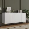 Multi Functional Storage Cabinet, 4 Door Sideboard With Unique Texture, Adjustable Shelves - White - Image 4
