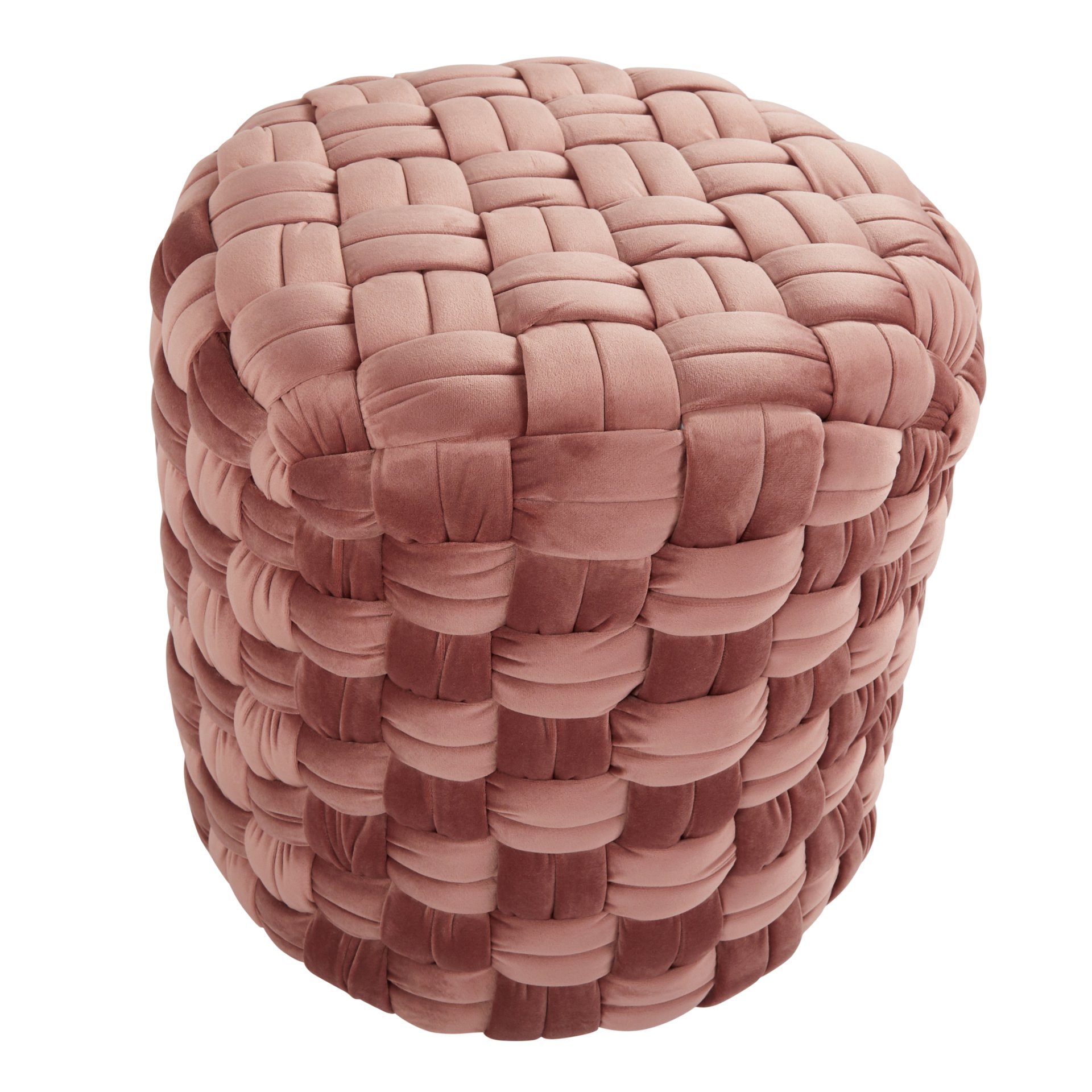 Braided - Round Ottoman - Blush Pink - Velvet - Image 5