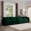 Modern Upholstered Corduroy Fabric 4 Seater Sofa With Arm And Throw Pillows - Green - Image 5