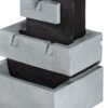 Decorative 4 Tier Block Fountain With Light, For Indoor And Outdoor - Black / Gray - Image 5