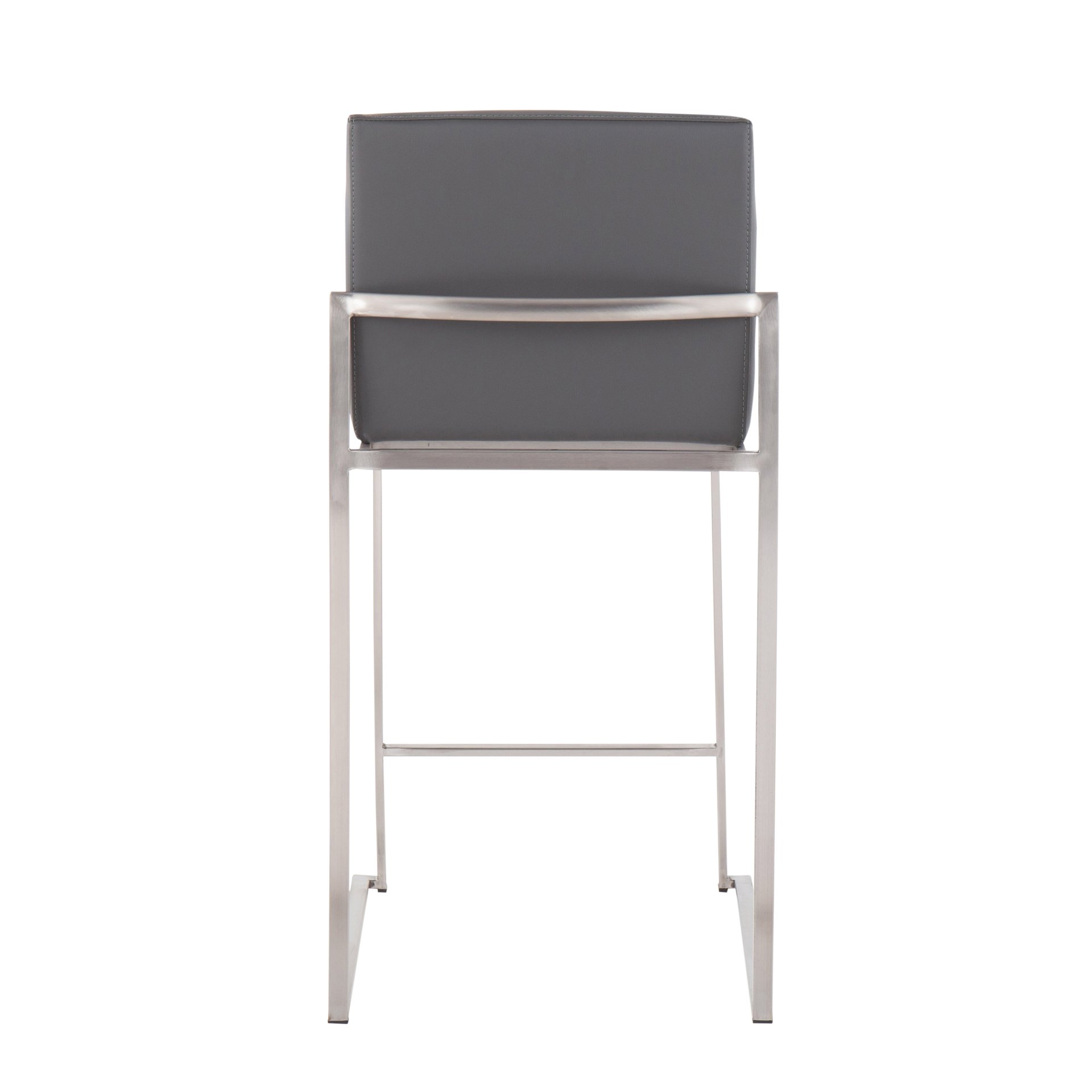 Fuji - Contemporary High Back Counter Stool (Set of 2) - Gray - Faux Leather - Image 5