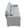 4 Seater Modern Linen Sofa With Armrest Pockets And 4 Pillows, Minimalist Style Couch - Light Gray - Image 6