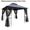 Patio Double Roof Gazebo Replacement Canopy Top Fabric - Gray - Image 3