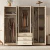 6 Doors Wardrobe Storage For Bedroom, With Big Drawers - Brown - Image 7