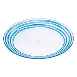 Designer Swirl 9" Plastic Dessert Plates (Set of 4) Bpa Free Dishwasher Safe - Blue