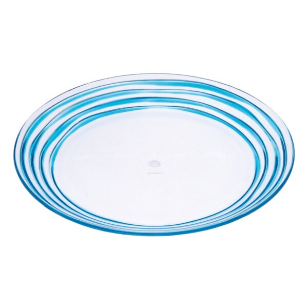 Designer Swirl 9" Plastic Dessert Plates (Set of 4) Bpa Free Dishwasher Safe - Blue
