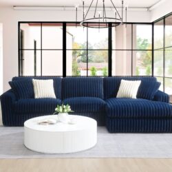 Breton - Sectional Sofa With 4 Pillows - Blue