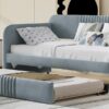 Upholstered Daybed Sofa Bed Twin Size With Trundle Bed And Slat - Gray - Image 10