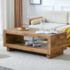 Modern Minimalist Rectangular Coffee Table Measuring Embodies The Simple Charm Of Mid Century Aesthetics, Adding A Touch Of Elegance To Your Living Room - Natural Wood - Image 2