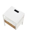 Rattan End Table With Power Outlet & USB Ports, Modern Nightstand With Drawer And Metal Legs, Side Table For Living Room, Bedroom (Set of 2) - White - Image 14