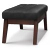 Draper - Mid Century Tufted Ottoman Bench - Distressed Black - Image 2