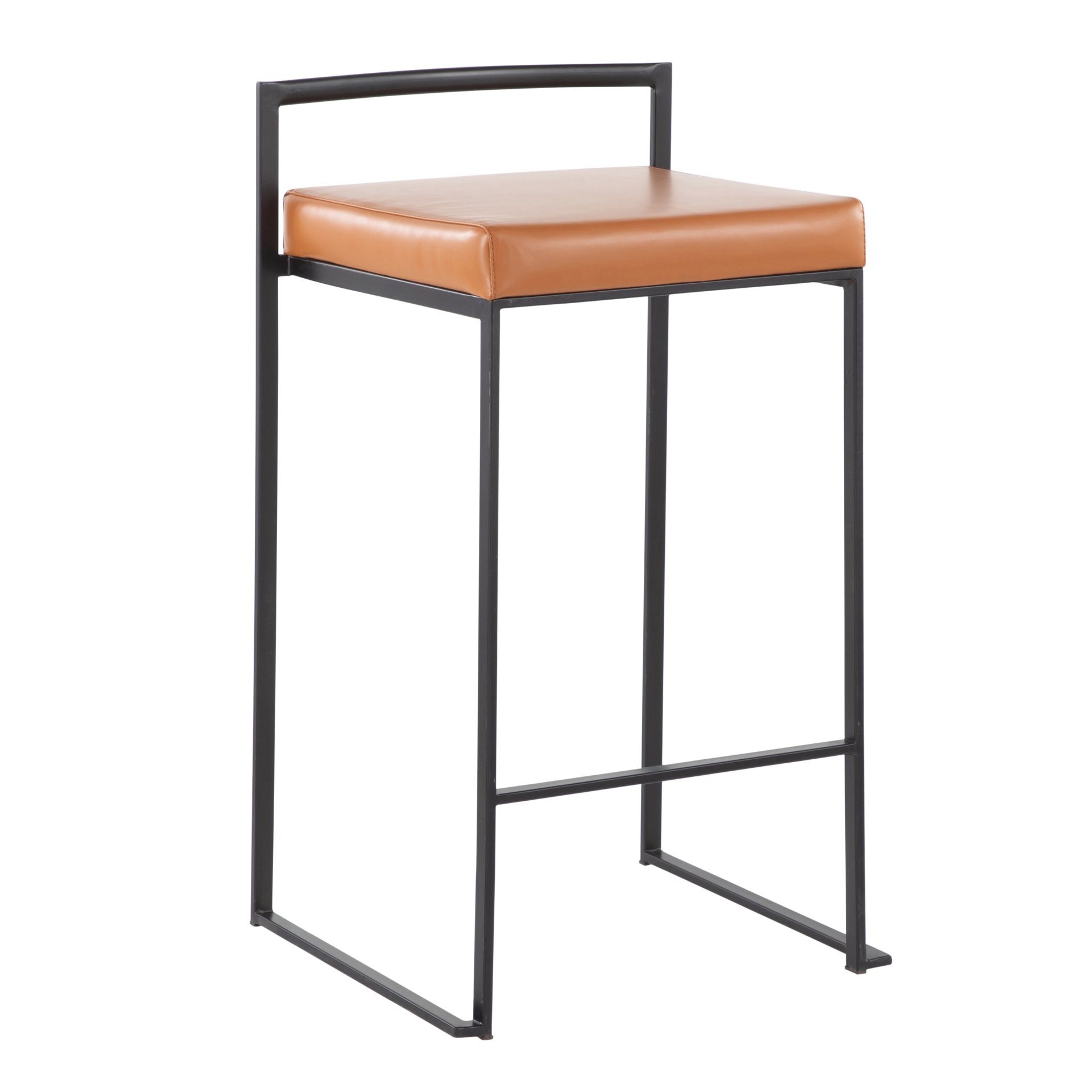 Fuji - Contemporary Stackable Counter Stool (Set of 2) - Black / Camel - Image 2