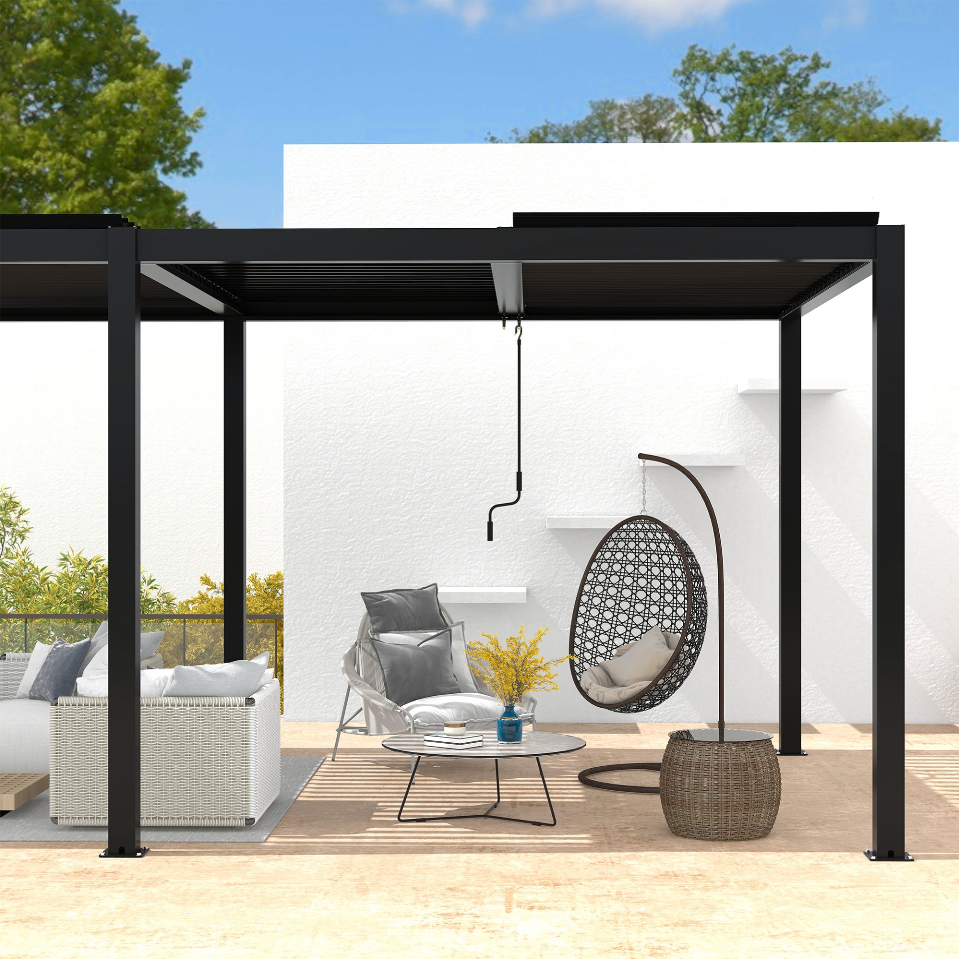 10 x 19 Ft Louver Pergola Frame & Louvers - Black - Image 6