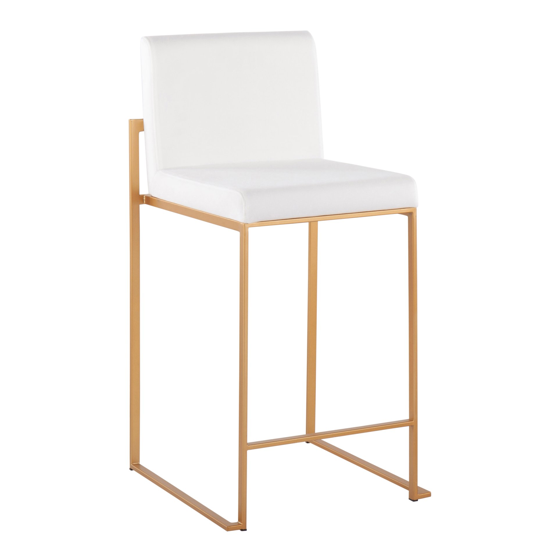 Fuji - Contemporary High Back Counter Stool (Set of 2) - Gold / White - Image 2