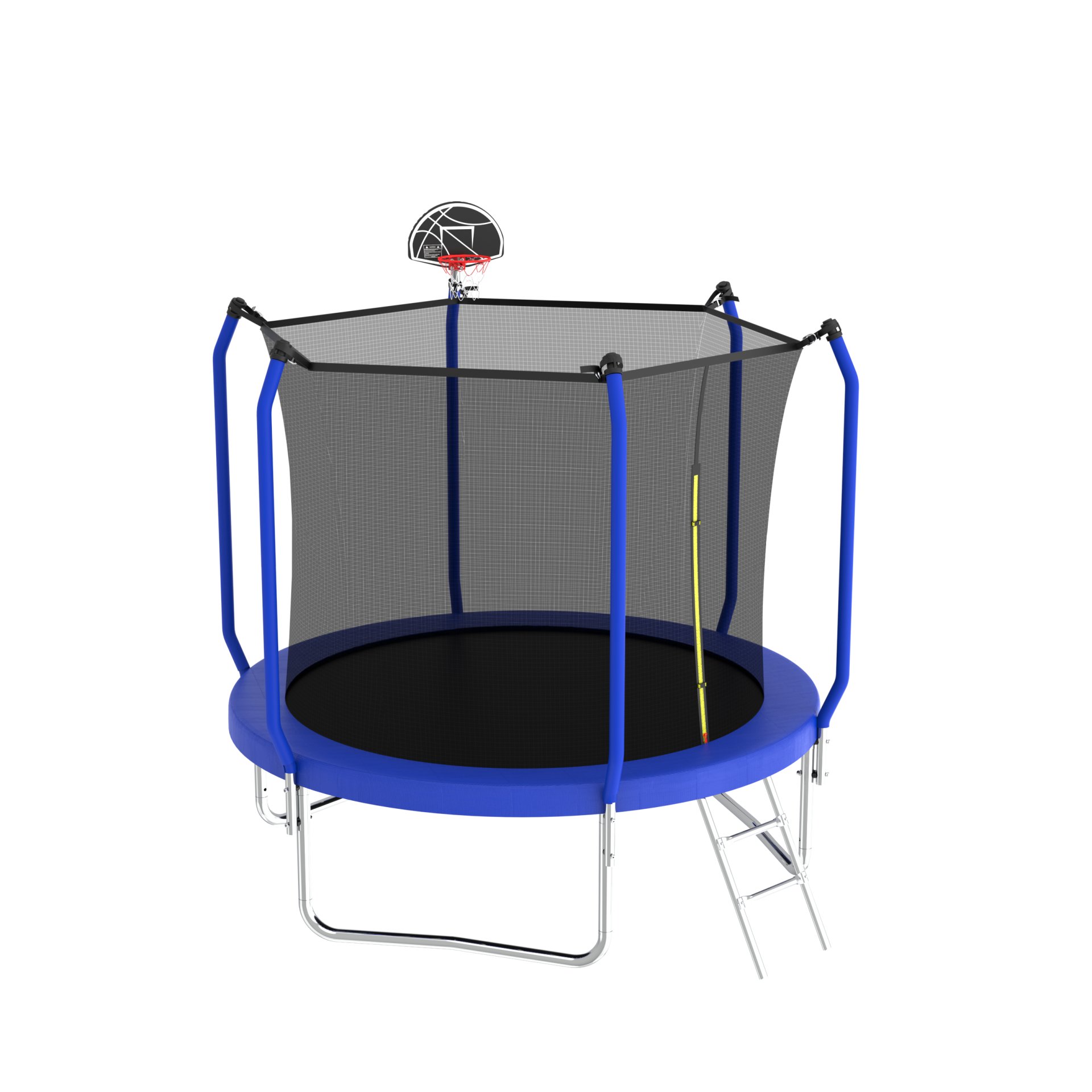 8Ft Trampoline With Basketball Hoop, Astm Approved Reinforced Type Outdoor Trampoline With Enclosure Net - Blue - Image 3