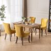 Ultra Side Dining Chair, Thickened Fabric Chairs With Neutrally Toned Solid Wood Legs, Bronze Nail Head (Set of 2) - Golden Yellow - Image 16
