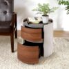Italian Retro Double Storage Round Side Table - Gray Brown - Image 2