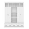 Hall Tree With Bench And 5 Storage Cubbies, Modern Entryway Storage Organizer Cabinet With 4 Doors, 5 Drawers And Adjustable Shelves For Hallway, Entryway, Living Room - White - Image 10