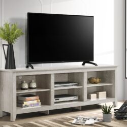 Benito - Wide TV Stand With Open Shelves And Cable Management - Dusty Gray