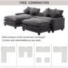 Modern Chenille Upholstered Sectional Sofa With Ottomans, USB Ports, Cup Holders, And Storage - Gray - Image 4