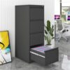 4 Drawer Vertical File Cabinet With Lock For Home Office Organizer Metal Filing Cabinet Letter / A4 / Legal Size - Black - Image 2